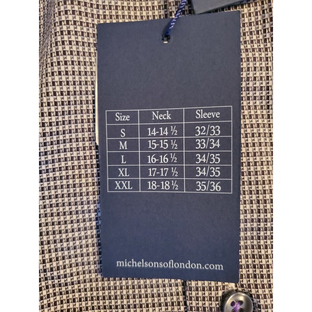 Michelsons of London Wrinkle Free Stretch Gingham Dress Shirt S 14-14.5 32/33 - Picture 10 of 16